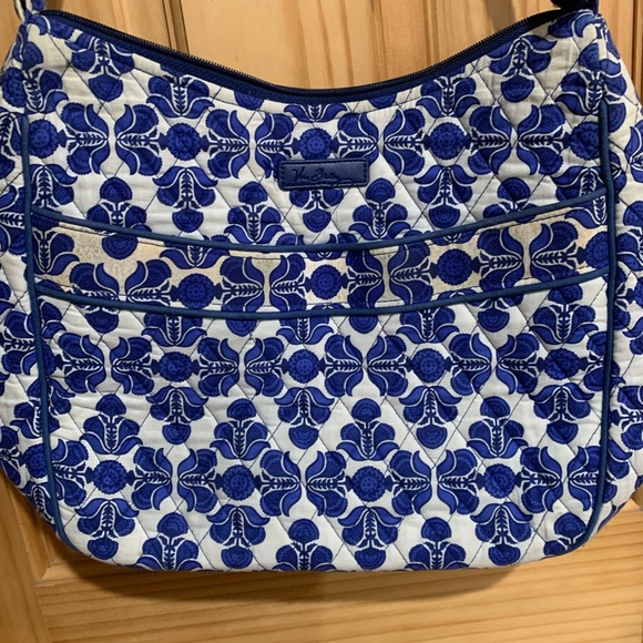 Vera Bradley Cobalt Tile Blue & White Handbag Shoulder Bag Adjustable Strap 11X8 - Picture 3 of 6